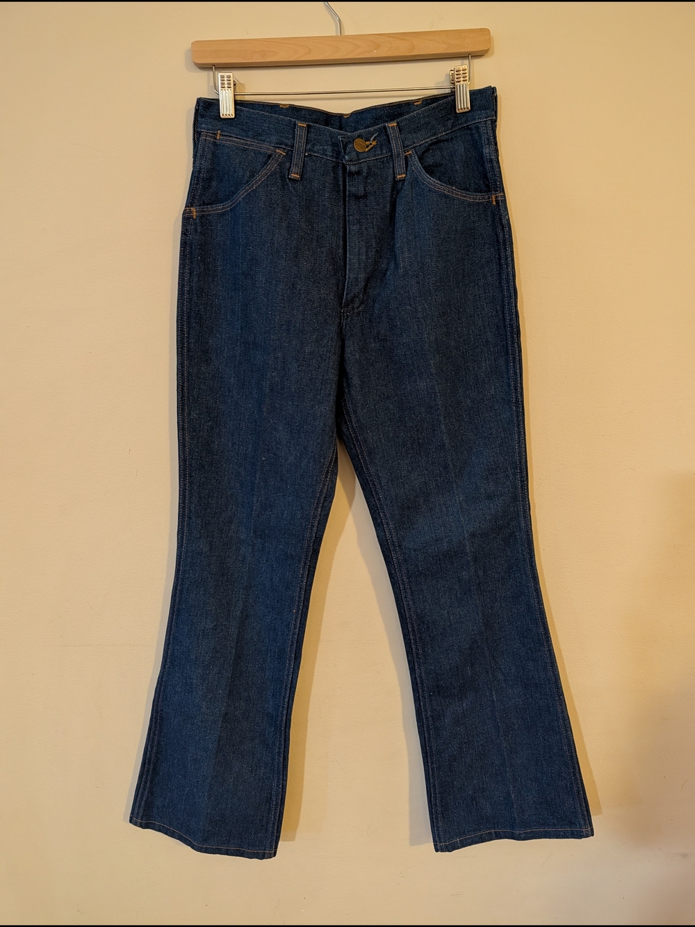 Vintage 1970s Dark Wash Wrangler No Fault High Rise Boot cut Jeans
